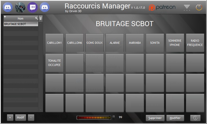 Raccourcis Manager